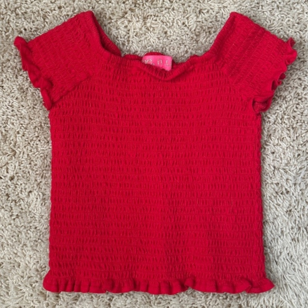 Me.n.u red smocked top Size 8